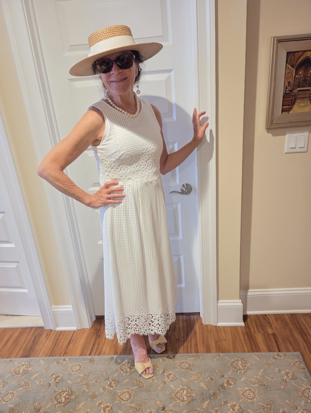 Alfani White Crochet Trim Sleeveless Maxi Dress